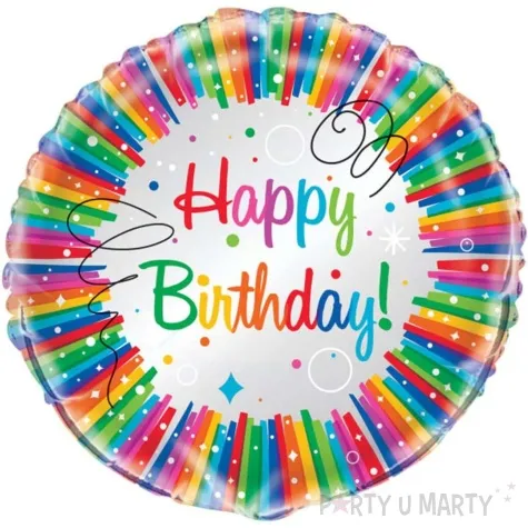 balon foliowy happy birthday rainbow unique 18 rnd