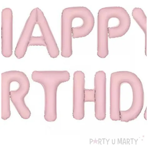 balon foliowy happy birthday rozowy partydeco 14 ltr