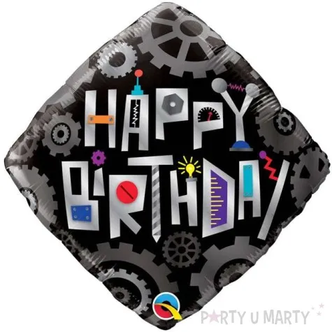 balon foliowy happy birthday steampunk czarny qualatex 18 dmz