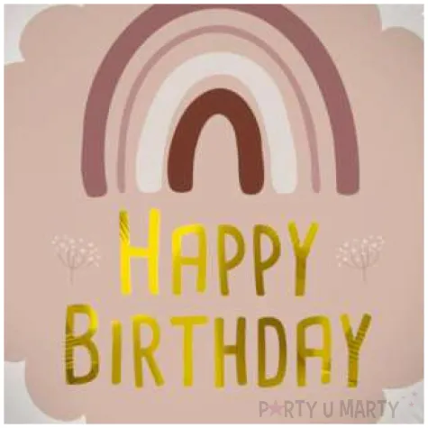 balon foliowy happy birthday tecza na rozowym tle folat 18 rnd