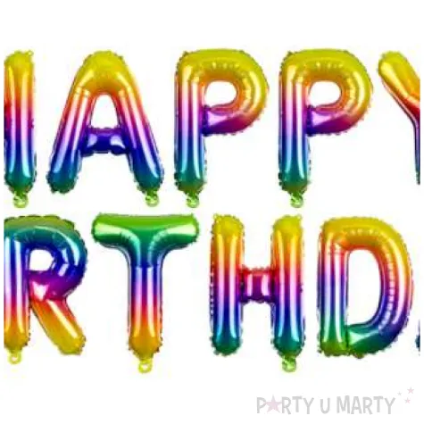 balon foliowy happy birthday teczowy partydeco 14 ltr