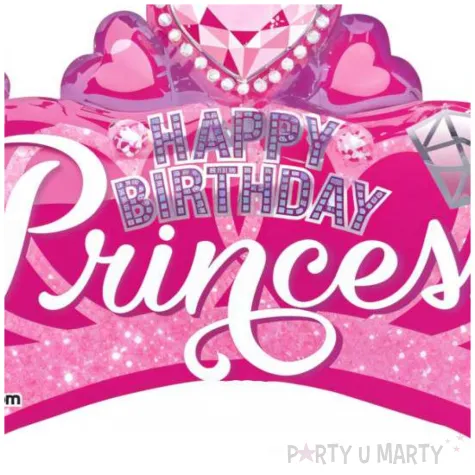 balon foliowy happy birthday tiara ksiezniczki rozowy amscan 24 shp