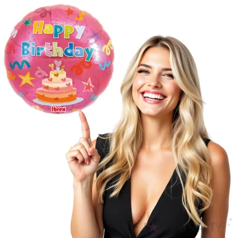 balon foliowy happy birthday tort rozowy takarakosan 14 rnd