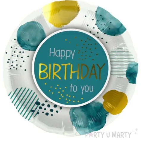 balon foliowy happy birthday turkusowo zloty folat 18 rnd