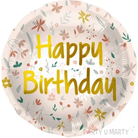 balon foliowy happy birthday urocze kwiaty folat 18 rnd