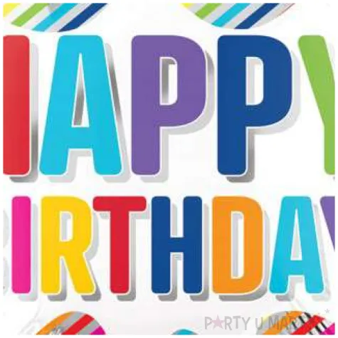 balon foliowy happy birthday w paski amscan 18 rnd