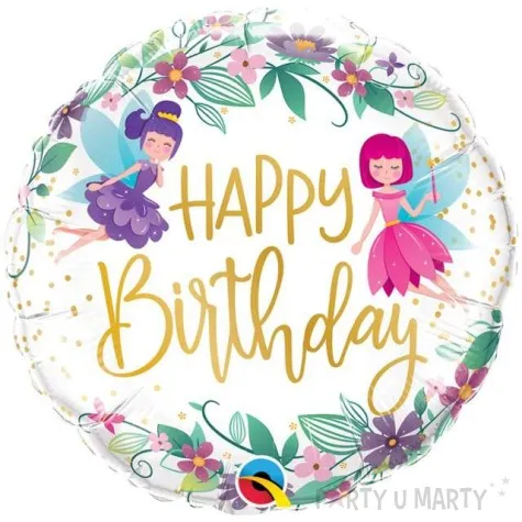 balon foliowy happy birthday wrozki qualatex 18 rnd