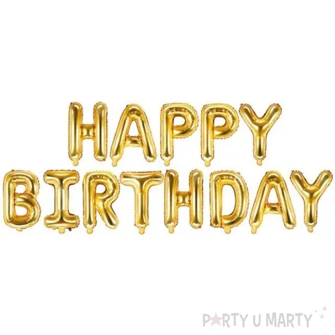 balon foliowy happy birthday zloty partydeco 14 ltr