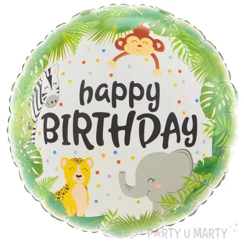 balon foliowy happy birthday zwierzatka safari partypal 18 rnd