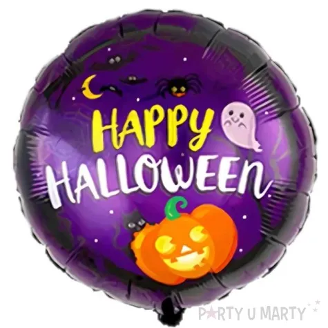 balon foliowy happy halloween dynia i duch fioletowy flexmetal 18 rnd