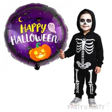 balon foliowy happy halloween dynia i duch fioletowy flexmetal 18 rnd