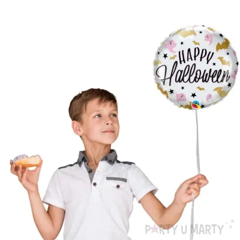 balon foliowy happy halloween nietoperze i duchy qualatex 18 rnd
