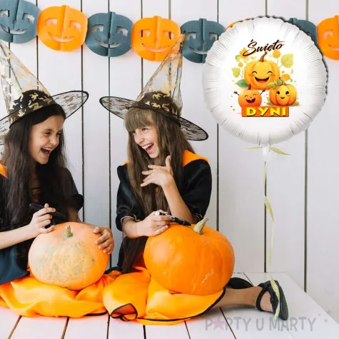 balon foliowy happy halloween swieto dyni bialy 18 rnd