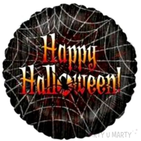 balon foliowy happy halloween w pajeczynie betallic 18 rnd