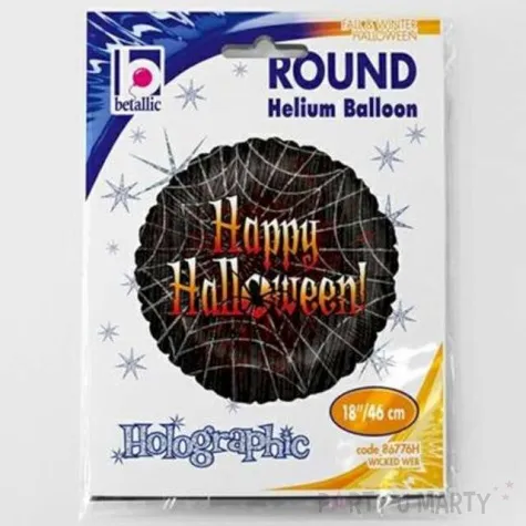 balon foliowy happy halloween w pajeczynie betallic 18 rnd