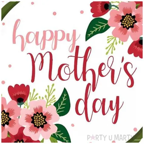 balon foliowy happy mothers day kwiaty dekoracja prezent na dzien matki bialy 18 rnd