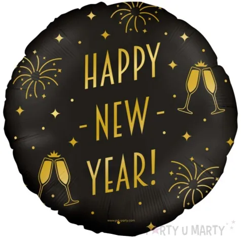 balon foliowy happy new year classy party zloto czarny pd party 18 rnd