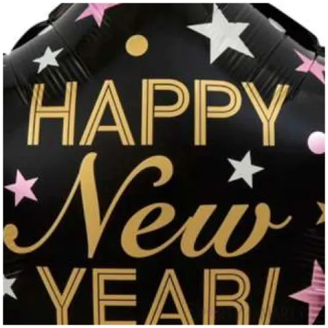 balon foliowy happy new year czarny partypal 18 str