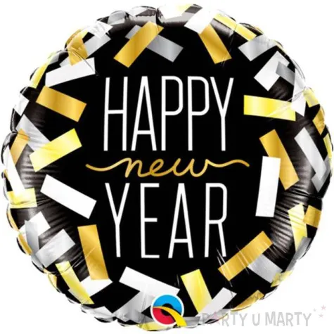 balon foliowy happy new year konfetti qualatex 18 rnd