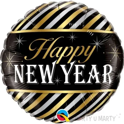 balon foliowy happy new year paski qualatex 18 rnd