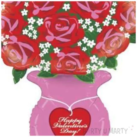 balon foliowy happy valentines day roze w wazonie rozowy betallic 52 shp