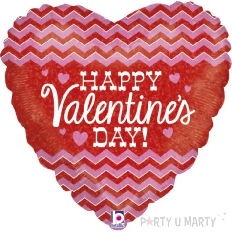 balon foliowy happy valentines day serce chevron czerwony betallic 18 hrt