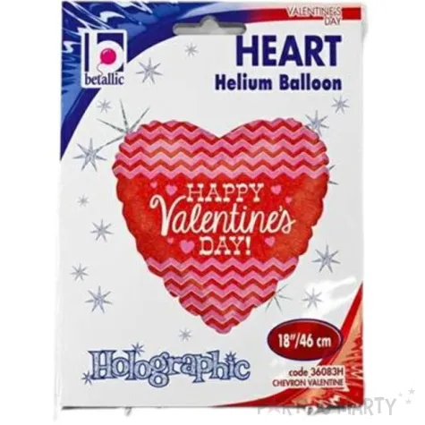 balon foliowy happy valentines day serce chevron czerwony betallic 18 hrt