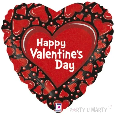 balon foliowy happy valentines day serce i serduszka czerwony betallic 18 hrt