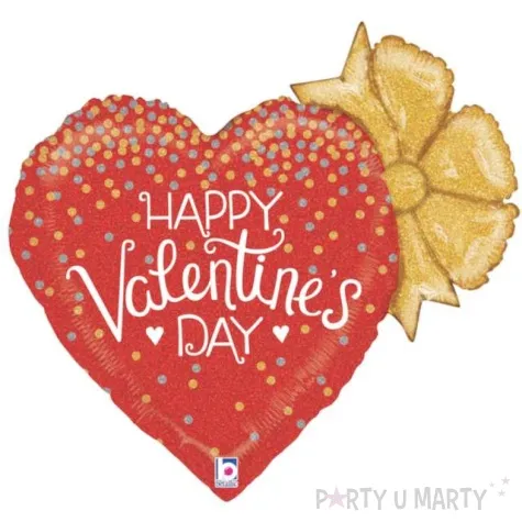 balon foliowy happy valentines day serce z kokarda betallic 18 shp