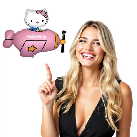 balon foliowy hello kitty w samolocie rozowy flexmetal 24 shp