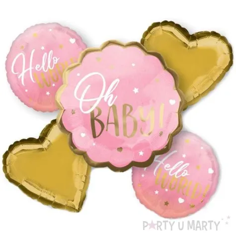 balon foliowy hello world oh baby amscan zestaw