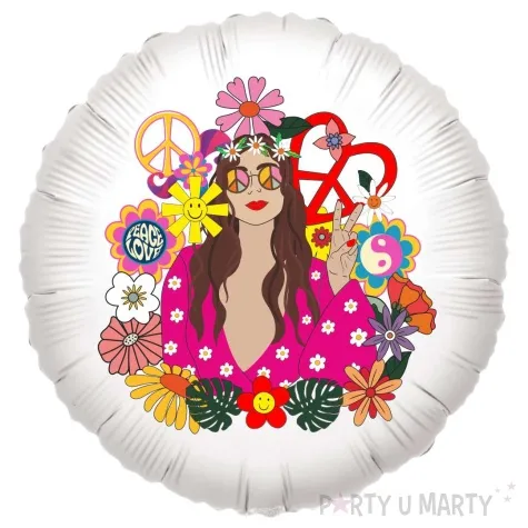 balon foliowy hippisowska wolnosc bialy 18 rnd