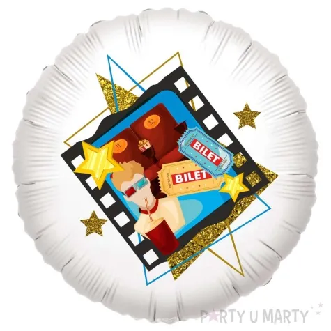 balon foliowy hollywood party kino bialy 18 rnd