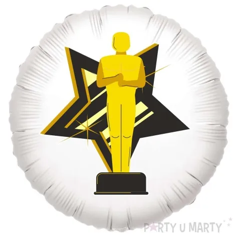 balon foliowy hollywood symbole statuetka oskar bialy 18 rnd
