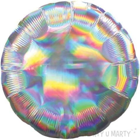 balon foliowy holographic circle srebrny amscan 17 rnd