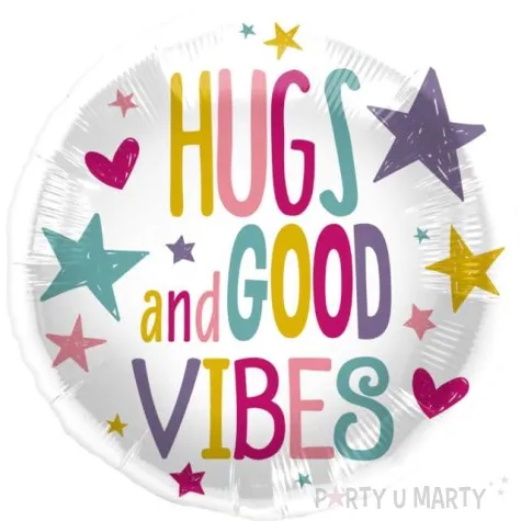 balon foliowy hugs and good vibes folat 18 rnd