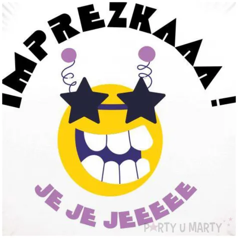 balon foliowy imprezkaaa je je jeee bialy 18 rnd