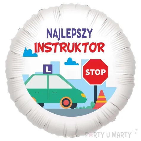 balon foliowy instruktor jazdy najlepszy auto bialy 18 rnd