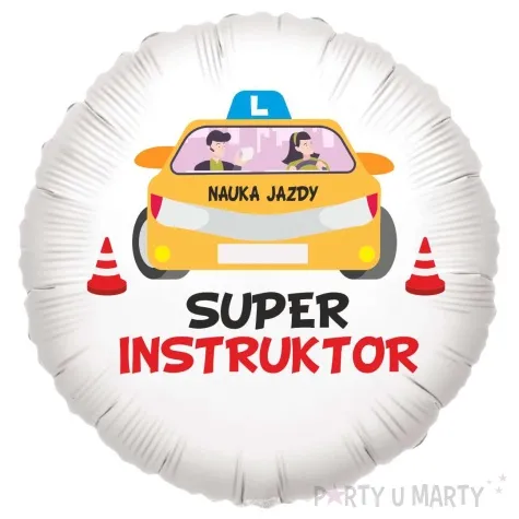 balon foliowy instruktor jazdy super bialy 18 rnd