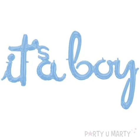 balon foliowy its a boy niebieski amscan zestaw