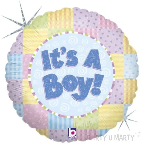 balon foliowy its a boy patchwork betallic 18 rnd