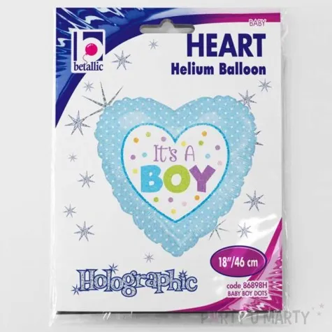 balon foliowy its a boy serce w kropki betallic 18 hrt
