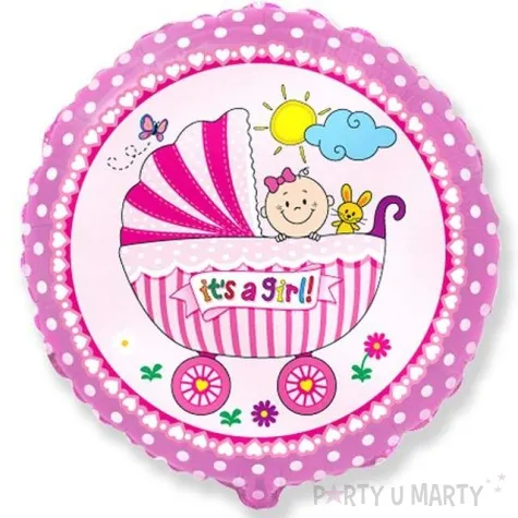 balon foliowy its a girl dziewczynka w wozku rozowy flexmetal 18 rnd