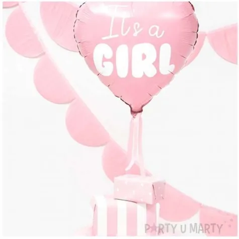 balon foliowy its a girl serce rozowo jasny 18 hrt