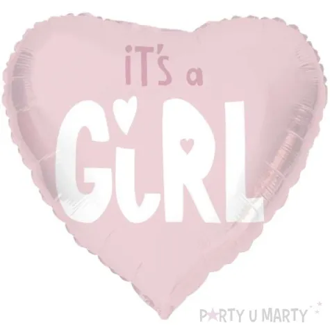 balon foliowy its a girl serce rozowy jasny folat 18 hrt