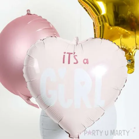 balon foliowy its a girl serce rozowy jasny folat 18 hrt