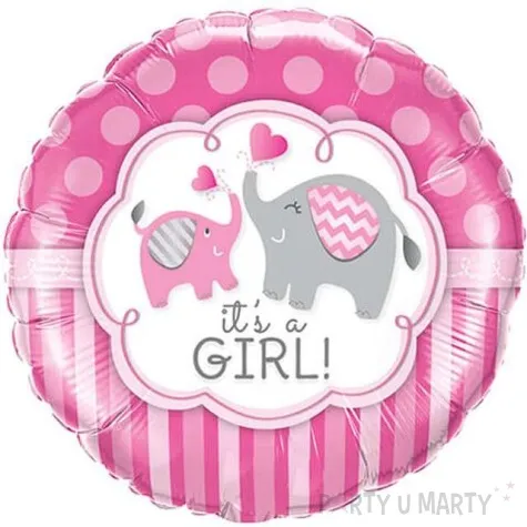 balon foliowy its a girl slonie rozowy qualatex 18 rnd