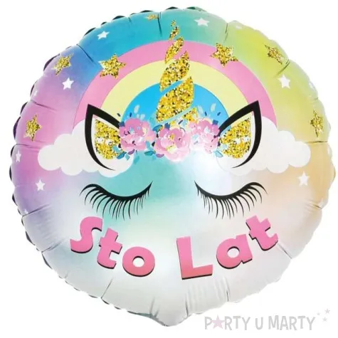 balon foliowy jednorozec pastelowy sto lat godan 18 rnd