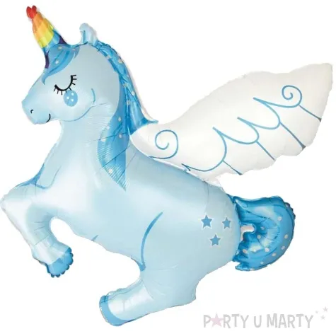 balon foliowy jednorozec teczowy rog niebieski 24 flexmetal shp