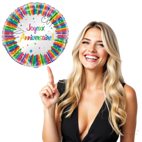 balon foliowy joyeux anniversaire unique 18 rnd
